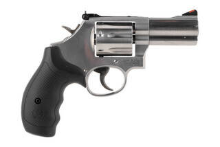 Smith and Wesson L Frame model 686 PLUS chambered in .357 Magnum, satin stainless.